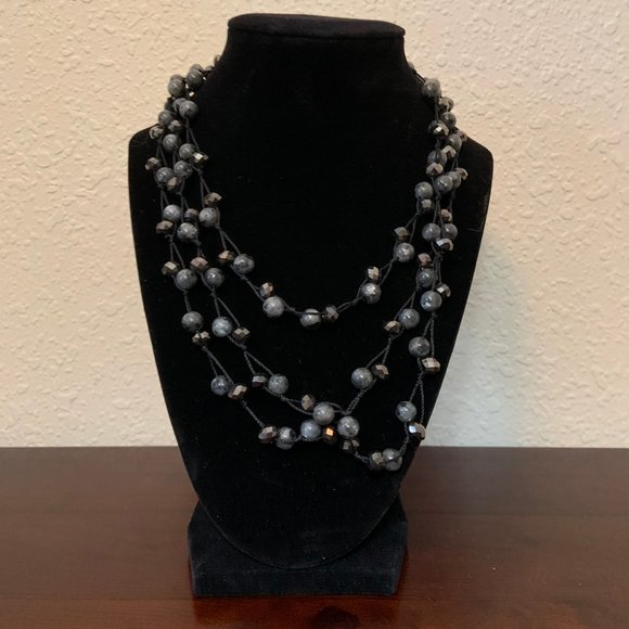 J. Jill Blue/White Swirl Bead 3-Strand Necklace - Picture 4 of 7